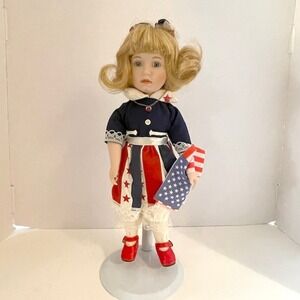 Brinn's Fourth of July Summer Miss Patriotic Porcelain Doll Vintage